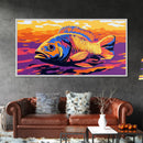 Vibrant Fish, Fly Fishing Art, Rustic Decor, Extra Wide Art, Nautical Wall Art, Framed Canvas Print, Gift Idea, Panoramic Art, Lake Tahoe Art