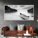 Rowboat, Seascape Painting, Nautical Wall Art, Extra Wide Art, Rustic Wall Art, Coastal Painting, Minimalist Art, Framed Canvas Print