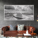 Straw Hat, Coastal Landscape Art, Wabi Sabi Art, Beach Wall Art, Rustic Decor, Extra Wide Art, Coastal Cowgirl Art, Canvas Print