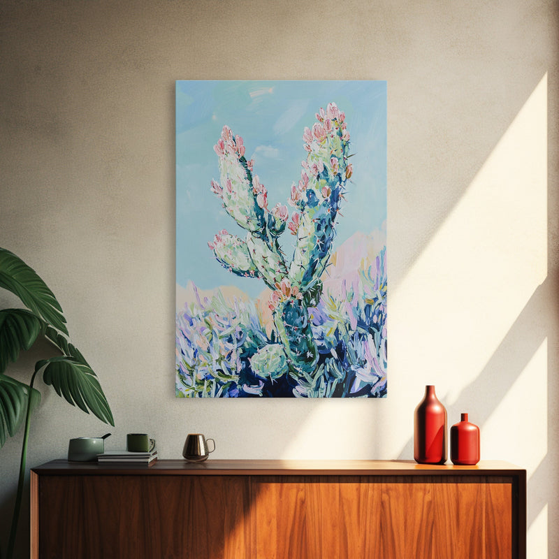prickly pear cactus wall art Prickly Pear Cactus, agave painting, southwest wall art, botanical prints, gift idea for her, boho art, desert decor, Canvas Print