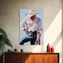 Modern Cowboy, rustic wall art, black cowgirl painting, farmhouse art, framed canvas print, wabi sabi art, moody art
