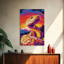 Rattlesnake Sunset, Bold Snake Art, Vibrant Southwest Decor, Wildlife Art, Nature Painting, Canvas Print, Living Room Art