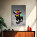 Colorful Bison Art, Southwest Wall Art, Rustic Decor, Boho Art, Buffalo Painting, Gift Idea, Canvas Print, Farmhouse Art
