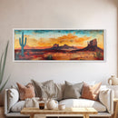 Southwest Wall Art, Framed Canvas Print, Joshua Tree Art, Desert Landscape Painting, Extra Wide Art, Rustic Wall Art, Above Couch Art, Gift Idea