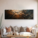 Wabi Sabi Wall Art, Framed Canvas Print, Cracked Earth Painting, Moody Art, Rustic Decor, Extra Wide Art, Abstract Landscape Art, Gift Idea