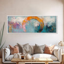 Horseshoe, rustic decor, teal wall art, wabi sabi art, farmhouse art, framed canvas print, abstract art, extra wide art, lucky charm