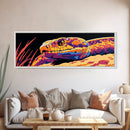 Pop Art Snake, colorful reptile painting, chicano art, pop art wall decor, wild animal painting, extra wide art, framed canvas print