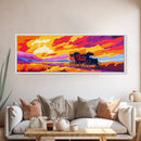 Stagecoach Sunset, southwest wall art, Joshua tree art, pink orange wall art, rustic art, vintage horse art, canvas print