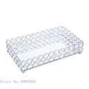 DecorBites™ Crystal Glass Mirror Tray Cosmetic Jewelry Organizer Shelf Storage