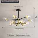 DecorBites™ Glass Ball LED Chandelier: Retro Round Wrought Iron Indoor Lighting for Kitchen, Living Room, Farmhouse