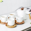 DecorBites™ Japanese Style Ceramic Tea Pot Set with Wooden Handle | Heat-Resistant Borosilicate Glass