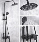 DecorBites™ Black Brass Shower Set with Tub Faucet - Rainfall Bath Mixer for Bathtub