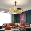 DecorBites™ Golden Stainless Steel Crystal Chandelier | LED Round Oval Lustre Fixture