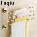 DecorBites™ Copper Swivel Towel Bars Wall Mounted Bathroom Towel Holder Rack Gold 32cm