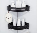DecorBites™ Brushed Gold Aluminum Bathroom Corner Shelf Wall Mounted Shower Shampoo Holder