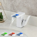 DecorBites™ LED Waterfall Basin Faucet White & Black Mixer Tap Deck Mount Solid Brass