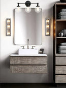 DecorBites™ Black 3-Light Wall Sconce Bathroom Vanity Fixture with Round Glass Canopy