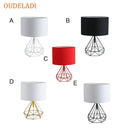 DecorBites™ Geometric Gold Desk Lamp with Hollow Diamond Design and Cloth Shade