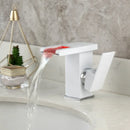 DecorBites™ LED Waterfall Basin Faucet White & Black Mixer Tap Deck Mount Solid Brass