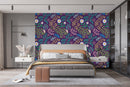 Contemporary Violet Floral Wallpaper