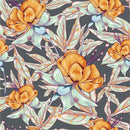 Dark Grey Wallpaper with Orange Flowers