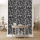 Vintage Flowers and Cranes Wallpaper
