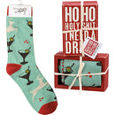 Ho Ho Holy Shit I Need A Drink Box Sign And Sock Giftable Set | Holiday Gift Set
