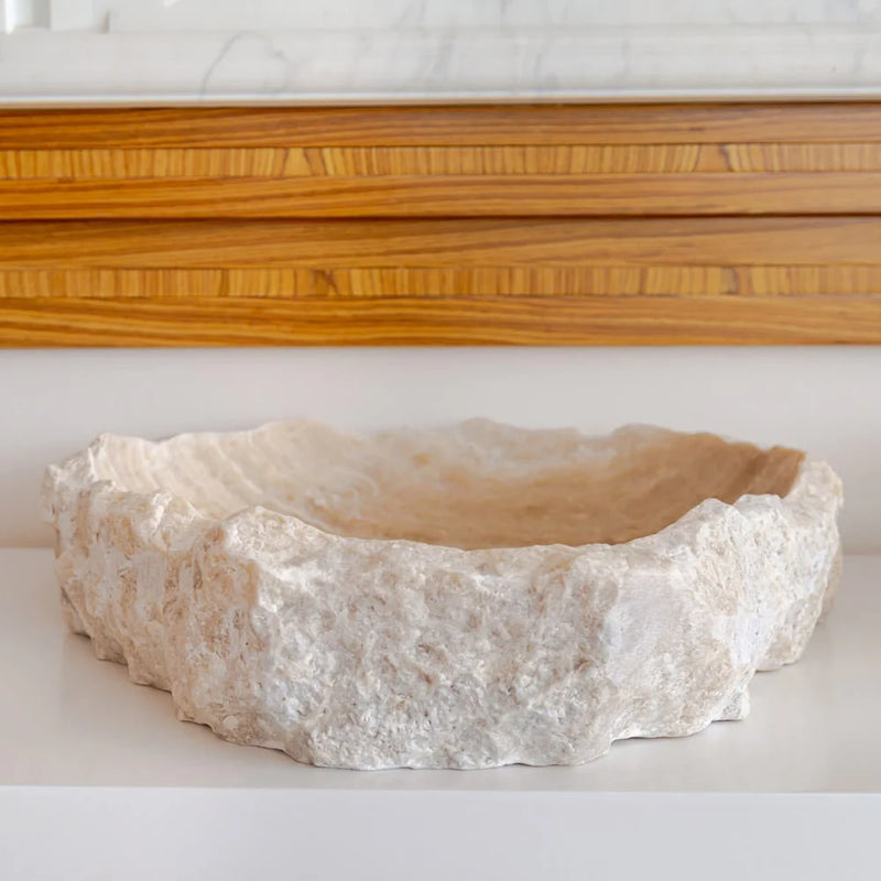 Honey Onyx Stone Rustic Vessel Sink NTRVS21 random size bathroom angle view