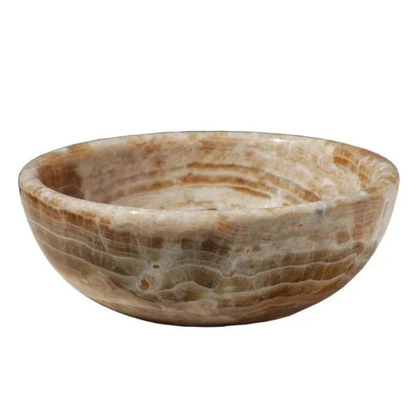 Honey Onyx Translucent Natural Stone Above Vanity Bathroom Vessel Sink Polished (D)16" (H)6" angle view