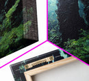 Fantasy Forest with Temple Steps, Wall Decor, Ready To Hang Framed Canvas Print, Oversize Wall Art