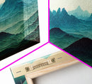 Emerald Green Rolling Hills and Mountains, Landscape Art, Ready To Hang Canvas Print, Framed Wall Art