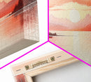 Beautiful Red Lake Sunset 3 Piece Framed Canvas Print Set, Above Sofa Art, Living Room Decor, Beautiful Wall Art, Watercolor Painting