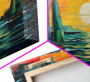 Stained Glass Style Sailboats Canvas Prints, Nautical Decor, Nautical Art, Framed Wall Art, Minimalist Decor, Modern Art