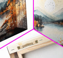 Nature Art, River Wall Art, Watercolor Wall Art, Canvas Print, Wall Hanging, Panoramic Art, Watercolor Botanical Art Print, Country Home Art