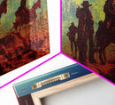 Space Cowboys, Wildwest Scifi Mashup Fantasy Art, framed canvas print, ready to hang framed wall art