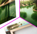 Desert Oasis Watercolor Landscape Canvas Print - Perfect for Living Room, Bedroom, Panoramic Extra Wide Format Art