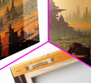 Futuristic Alien Desert World, Scifi Art, Framed Canvas Print, Cool Wall Art