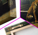 Tiger in a Subway train station, Post-apocalyptic urban decay art, framed canvas print