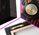 Synthwave vinyl record art, canvas print, framed wall art, interior design, musical wall art, music room decor