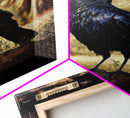 Portrait of a raven, cool crow art, framed canvas print