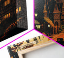 Quaint European Village Town Pixel Fine Art Print, Wall Decor, Wall Poster, Wall Art Print
