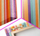 Line Art - Bright Colors - Vertical Stripes - Mid Century Modern Artwork - Large Framed Panoramic Canvas- Abstract Geometric Wall Decor