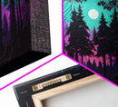 Fantasy forest art, full moon visible through the trees, framed canvas print, framed wall art