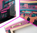 Monument to Capitalism, Retro 80's mall art, framed canvas print, vaporwave aesthetic consumer art