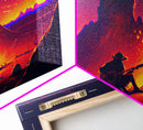 Campfire Songs, Retrowave style art, framed canvas print, synthwave art