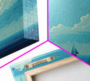 Monochromatic Sail Boat Art, Blue Tones, Framed Canvas Print, Blue Sky and Blue Sea There's Nothing Else For Me
