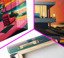 Vaporwave Aesthetic Wall Art Framed Canvas, Set of 3 Framed Canvas, Tropical Decor, Travel Posters, Original Art Framed Canvas