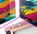 Retro Midcentury Style Wall Art, Framed Canvas Print, Colorful Wall Art, Mountain Landscape, Office Decor, Low Res Art