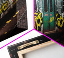 Graffiti Subway Car - Cool Wall Art -Framed Canvas Print - Unique Wall Decor - Framed Art - Train Car With Graffiti