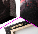 Horror Art, Haunted Castle and Blood Moon, Framed Canvas Print, Goth Art, Gothic Decor, Cool Wall Art